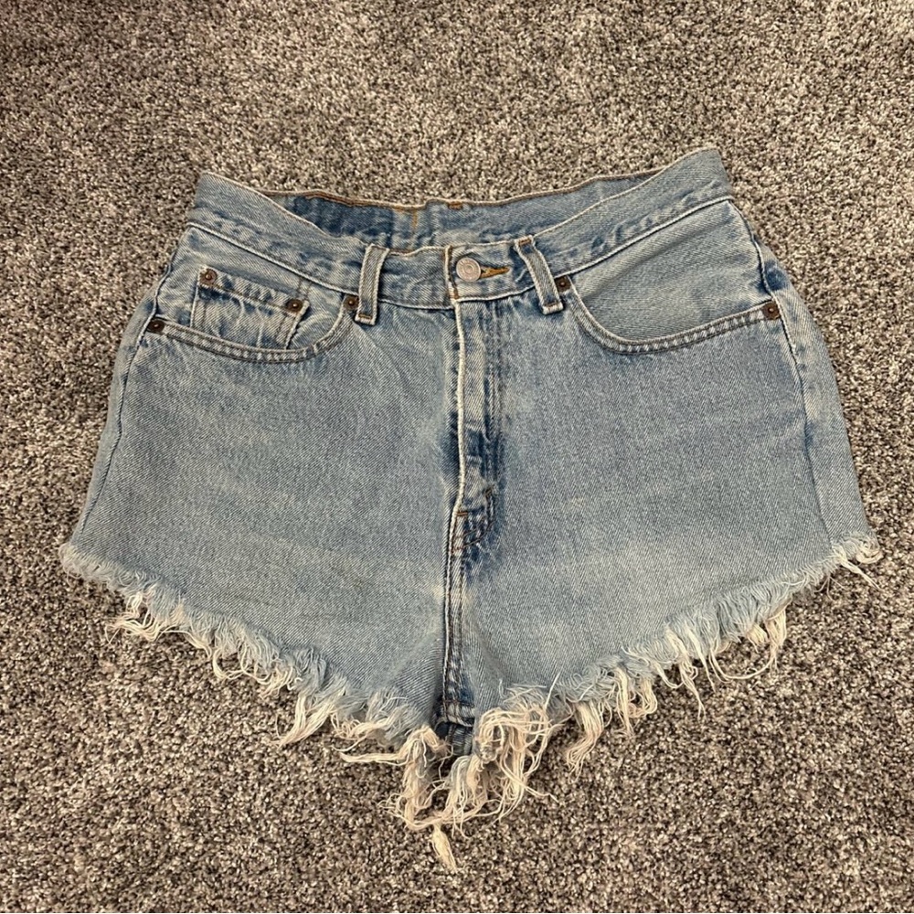 Levi's Blue Jean Shorts Distressed Frayed Hem